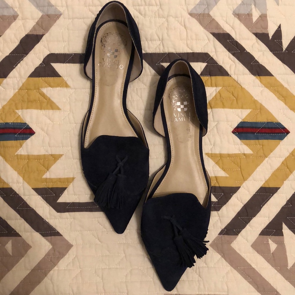 Vince Camuto Navy Suede Flats with Tassel